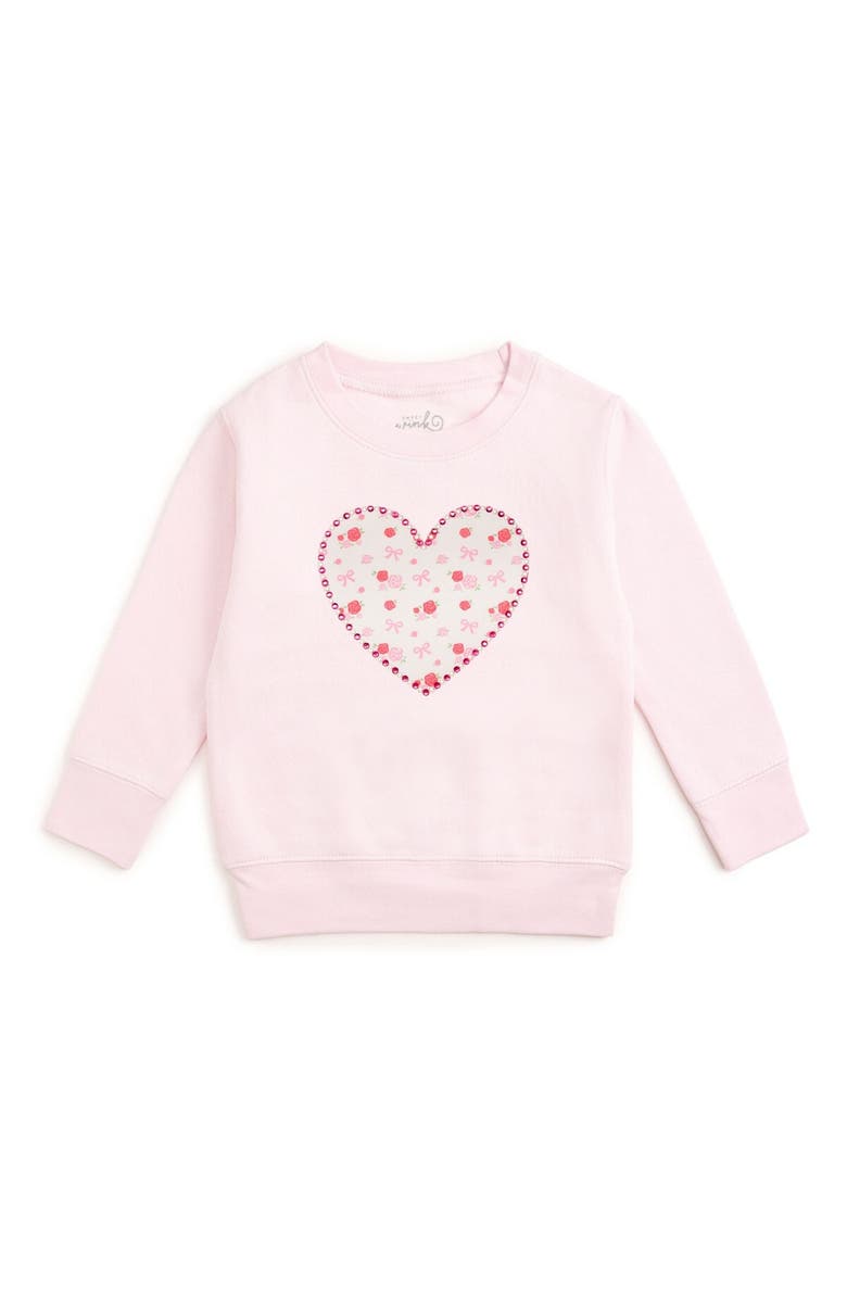 Sweet Wink Dainty Rose Pearl Heart Patch Sweatshirt, Main, color, Ballet Pink