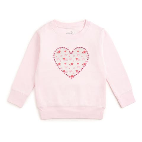Dainty Rose Pearl Heart Patch Sweatshirt (Baby, Toddler, Little Kid 
Big Kid)