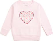 Sweet Wink Dainty Rose Pearl Heart Patch Sweatshirt