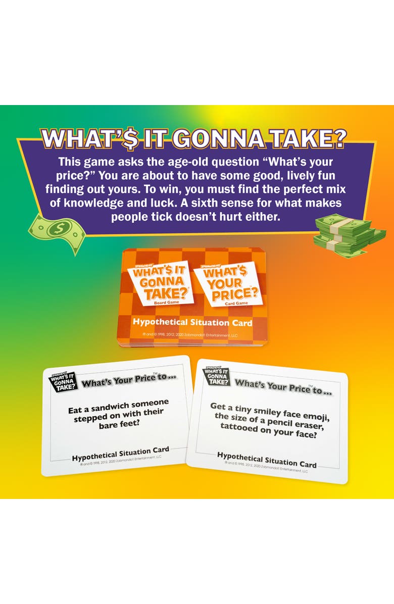 Zobmondo!! What's It Gonna Take Board Game, Alternate, color, Multicolored