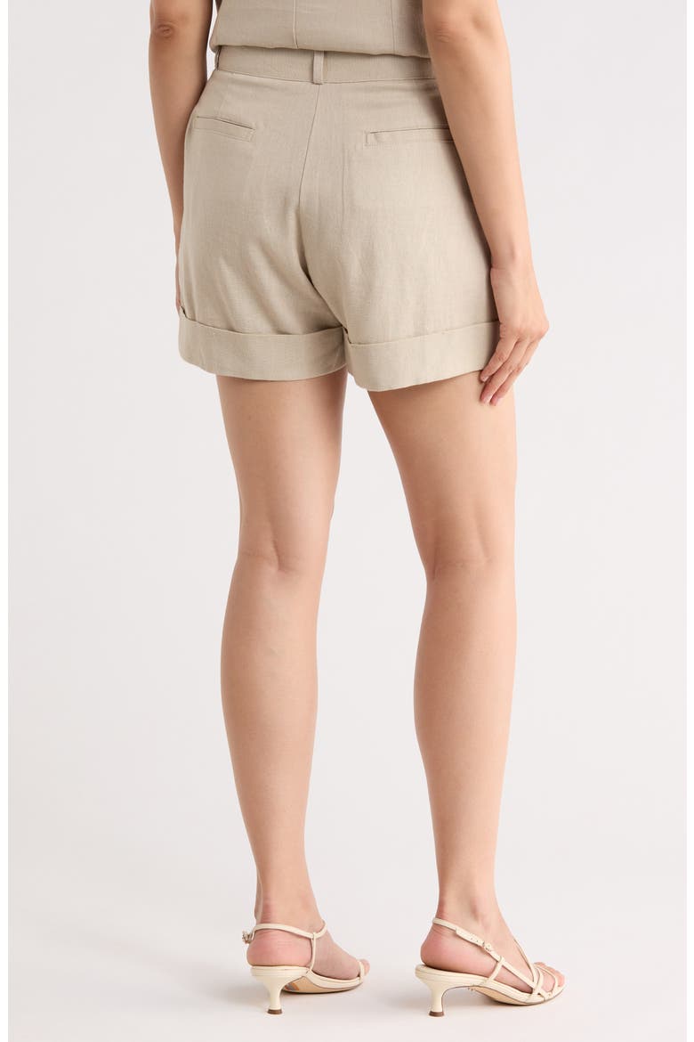 Linen Blend Shorts, Alternate, color, PEBBLE