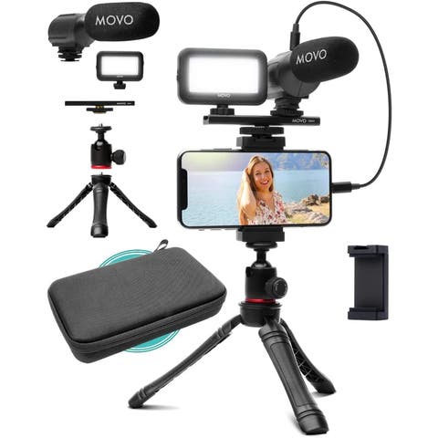 iVlogger Vlogging Kit for iPhone with Light, Mic, Phone Mount, Tripod (Lightning)