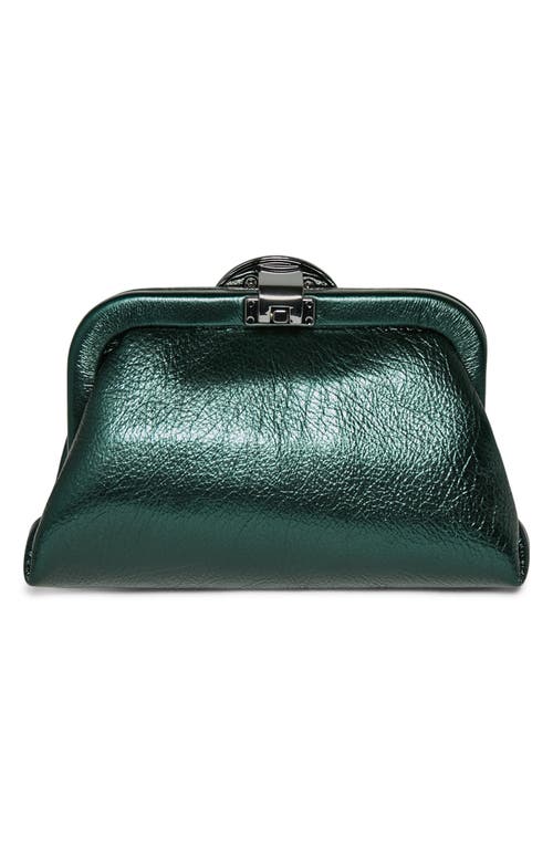 Aimee Mini Full Circle Leather Frame Crossbody Clutch In Black