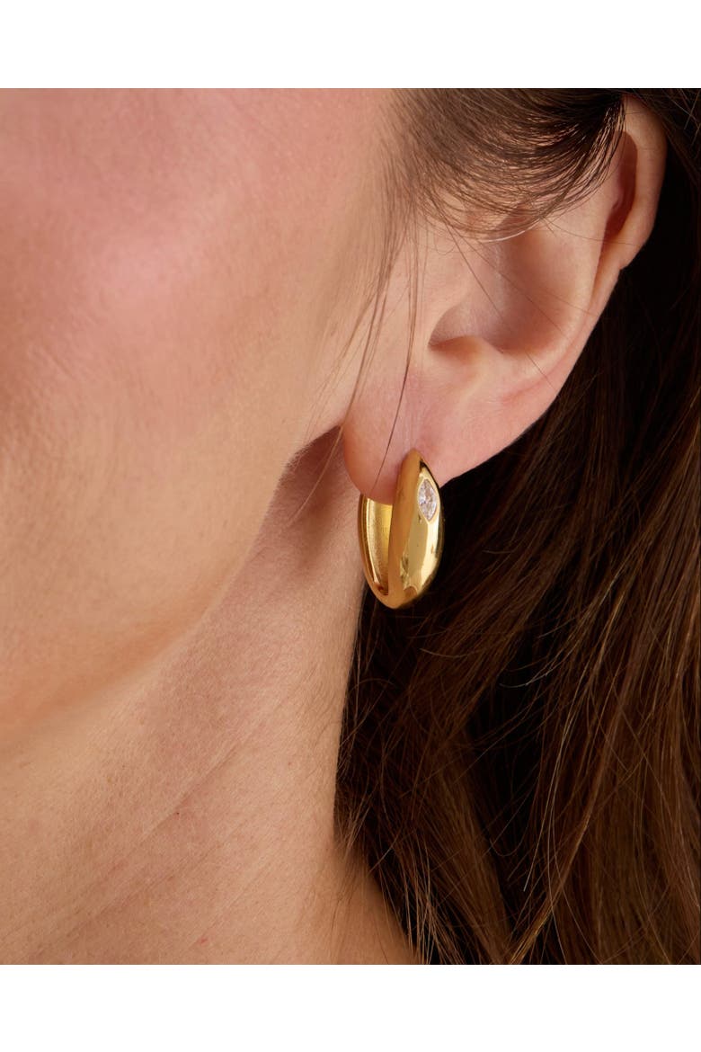 Gardenia Reversible Gold Hoop Earrings, Alternate, color, Gold