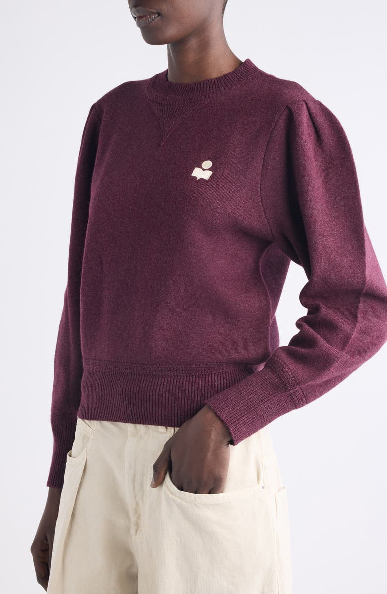Isabel Marant Étoile Kelaya Balloon Sleeve Sweater, Alternate, color, Burgundy