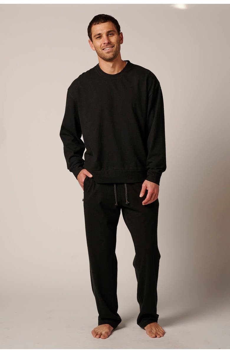 LEISURE LAB Cotton Lounge Crewneck, Alternate, color, Onyx