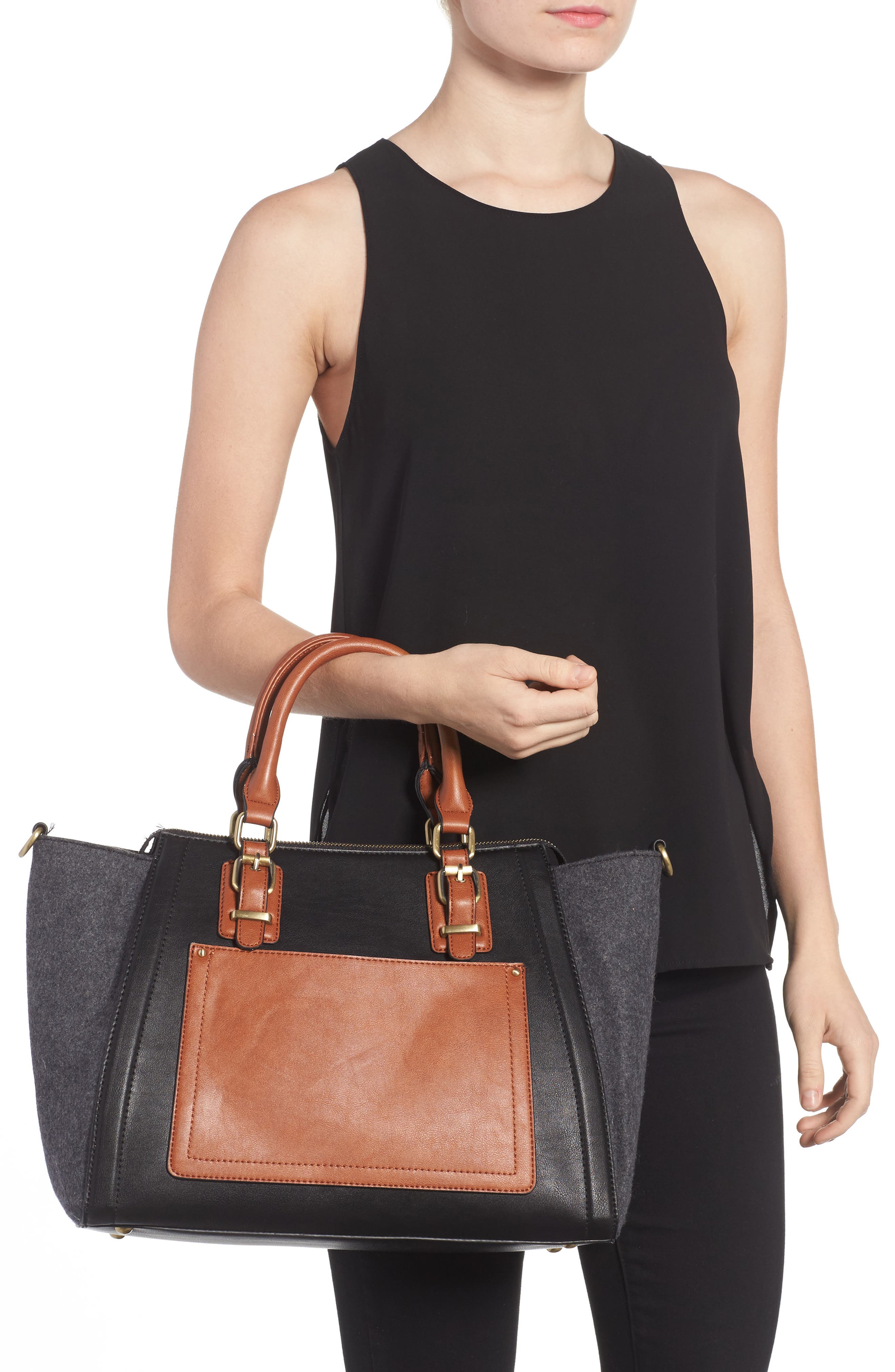 Sole Society 'Jensen' Mixed Media Tote, Alternate, color, 
