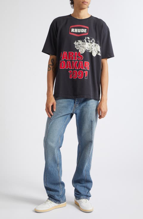 Pintuck Straight Leg Jeans