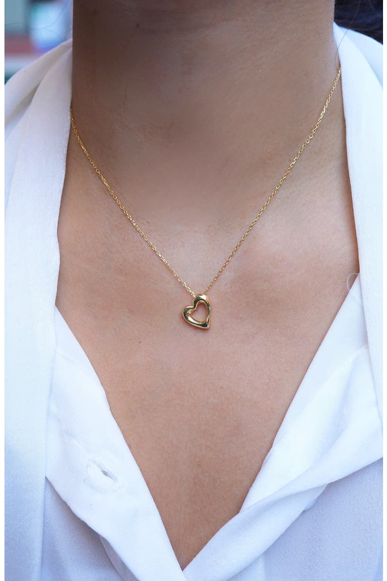 Open Heart Pendant Necklace, Alternate, color, GOLD
