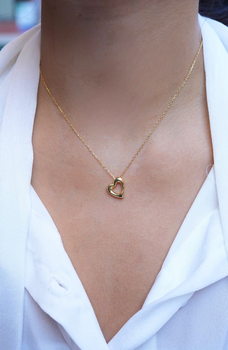 ARGENTO VIVO Open Heart Pendant Necklace, Alternate, color, Gold