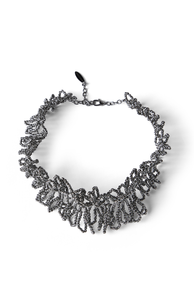 Brunello Cucinelli Sterling Silver choker, Main, color, Lignite Grey