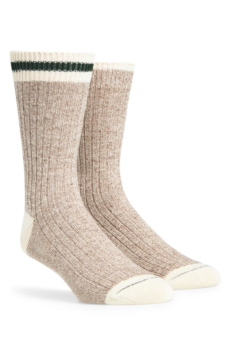 BEAMS Plus 2-Pack Ragg Cotton Blend Socks, Main, color, 05 Oatmeal Line Green