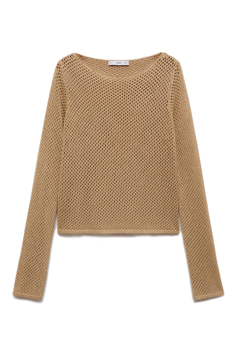 Open Stitch Metallic Sweater, Alternate, color, GOLD
