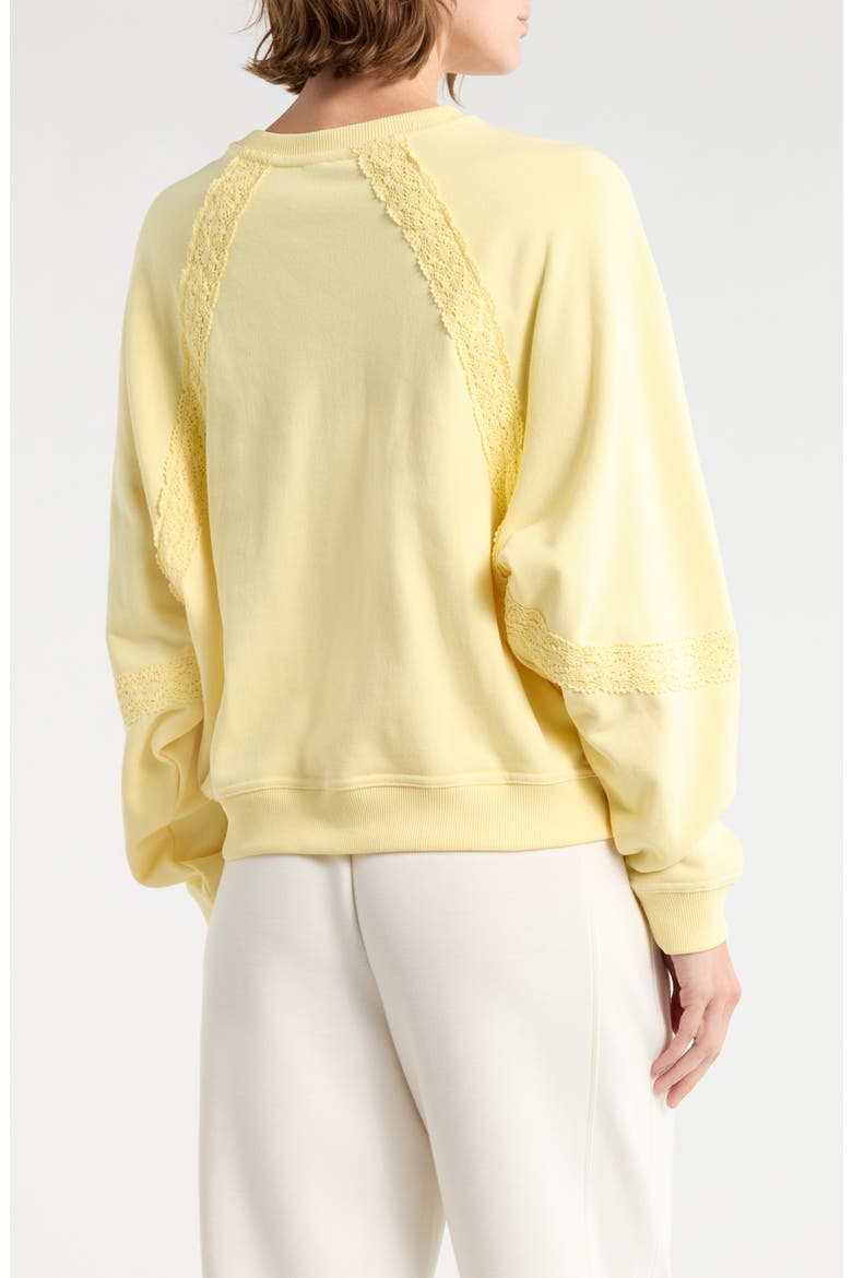 Lace Trim Crewneck Sweatshirt, Alternate, color, DAFFODIL