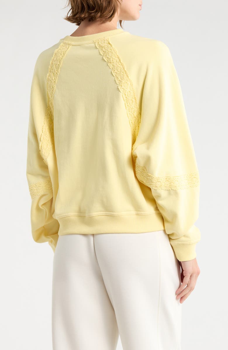 YOGALICIOUS Lace Trim Crewneck Sweatshirt, Alternate, color, Daffodil