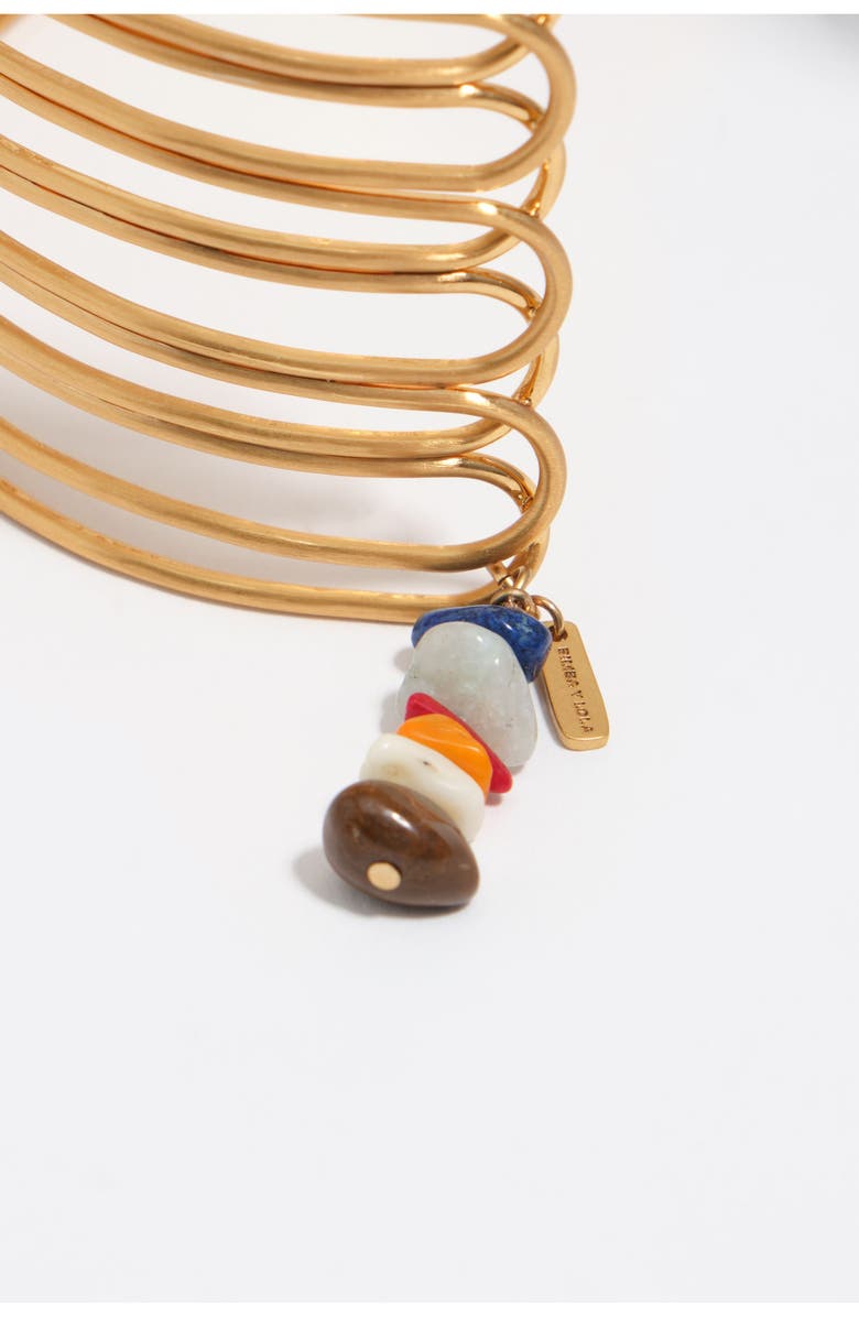 Bimba y Lola Forearm Bracelet With Bands In Aged Texture, Alternate, color, Gold