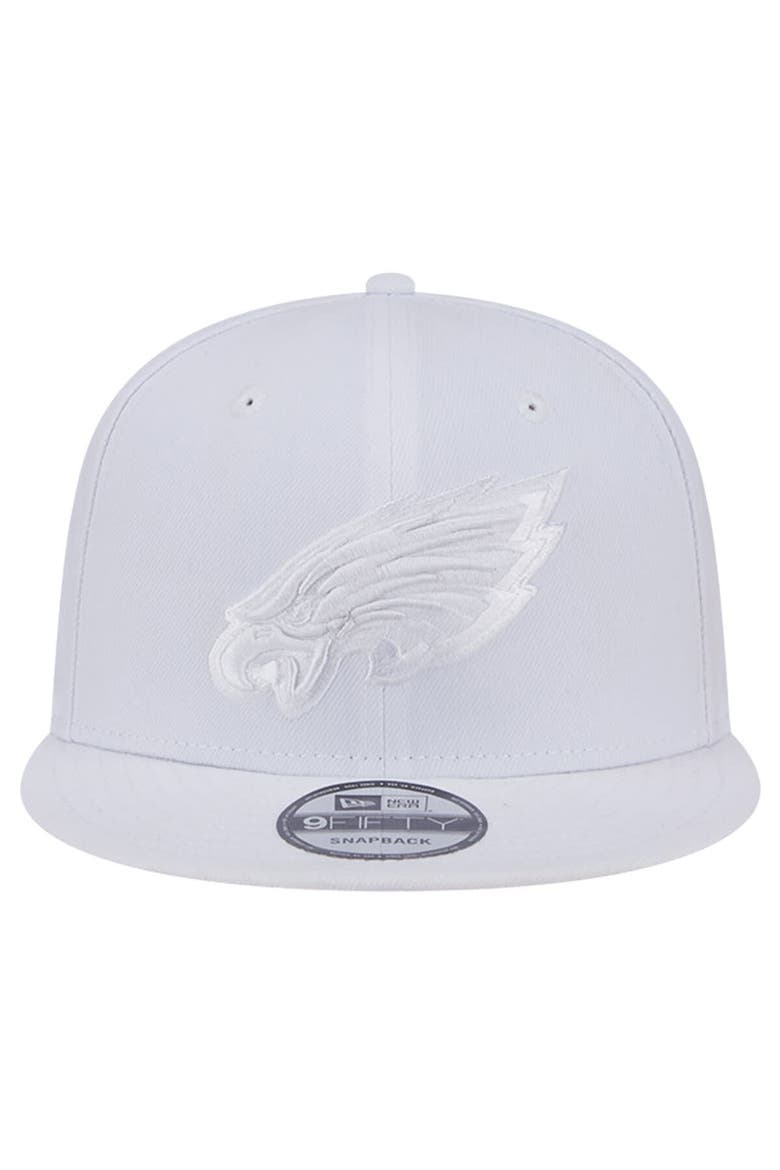 Men's New Era Philadelphia Eagles Main White on White 9FIFTY Snapback Hat, Alternate, color, White