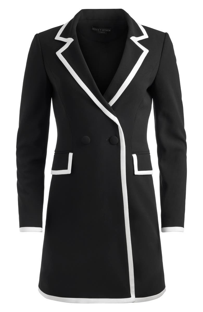 Alice + Olivia Kyrie Piped Long Sleeve Tuxedo Dress, Alternate, color, 