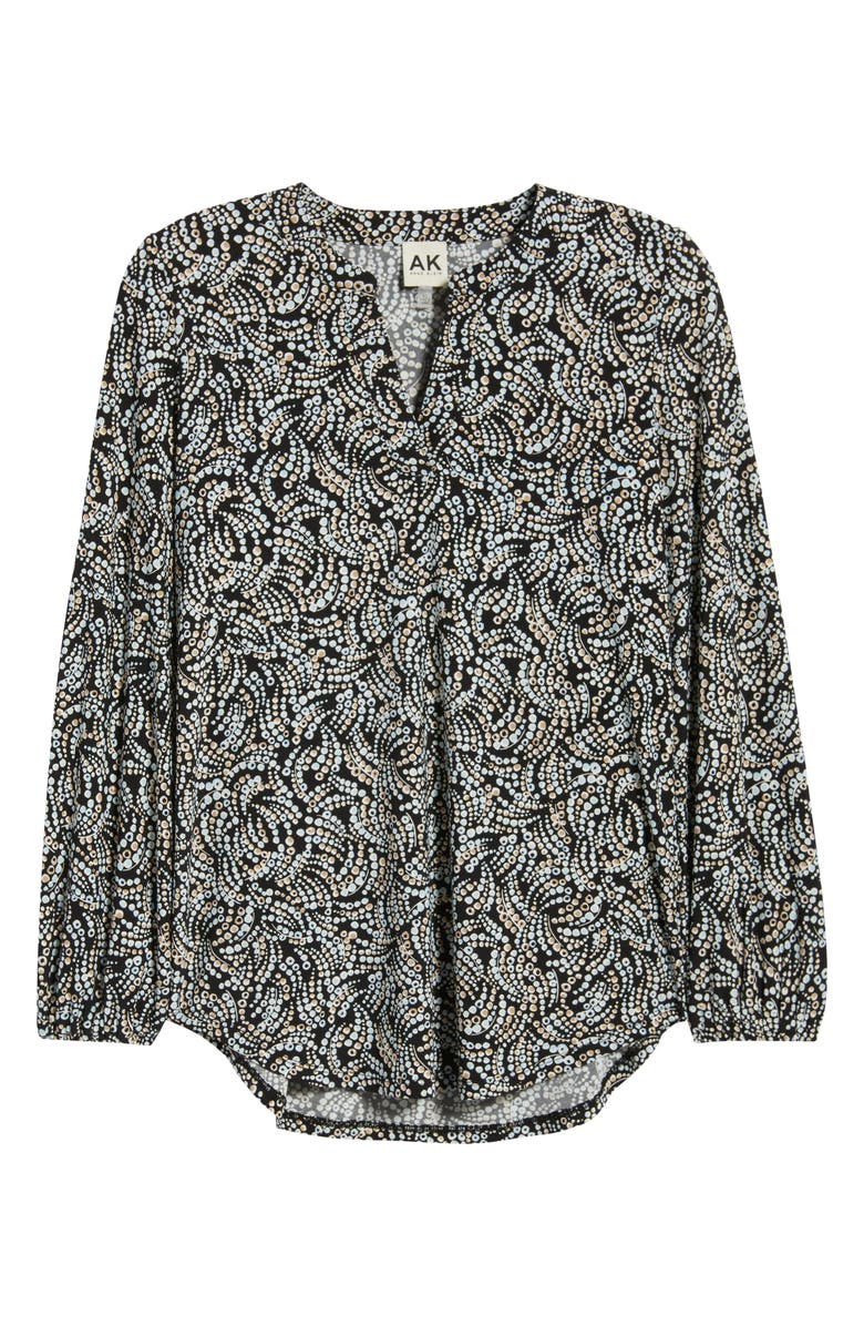 AK ANNE KLEIN Split Neck Top, Alternate, color, Anne Black Multi