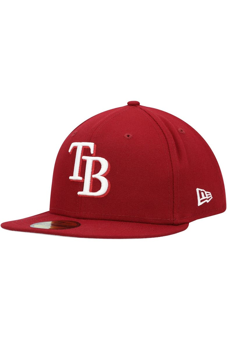 Men's New Era Cardinal Tampa Bay Rays White Logo 59FIFTY Fitted Hat, Main, color, Cardinal