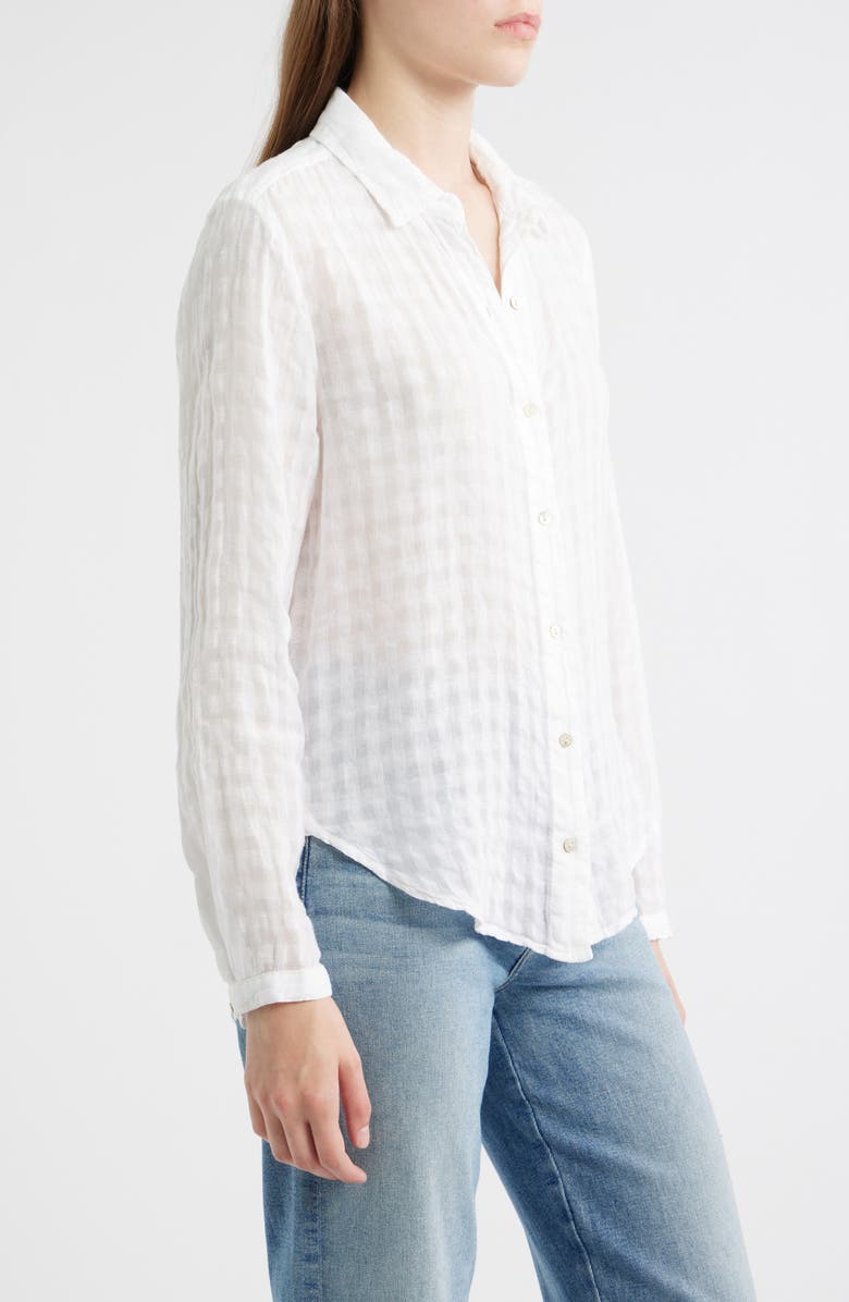 Bella Dahl Clean Front Linen & Cotton Button-Up Shirt, Alternate, color, White