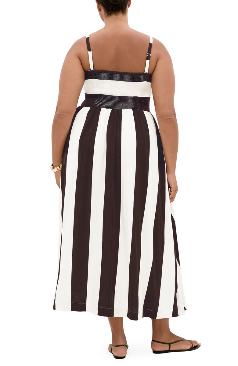 City Chic Simone Stripe Maxi Dress, Alternate, color, Chocolate/ Ivory