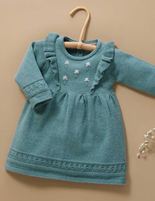 Purebaby Primrose Knitted Dress In Green