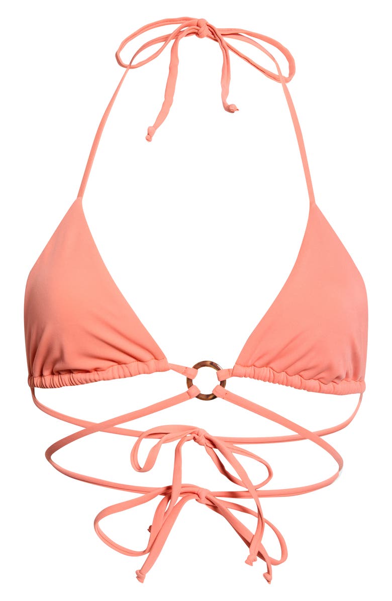 PacSun Ari Ring Triangle Bikini Top, Main, color, Coral