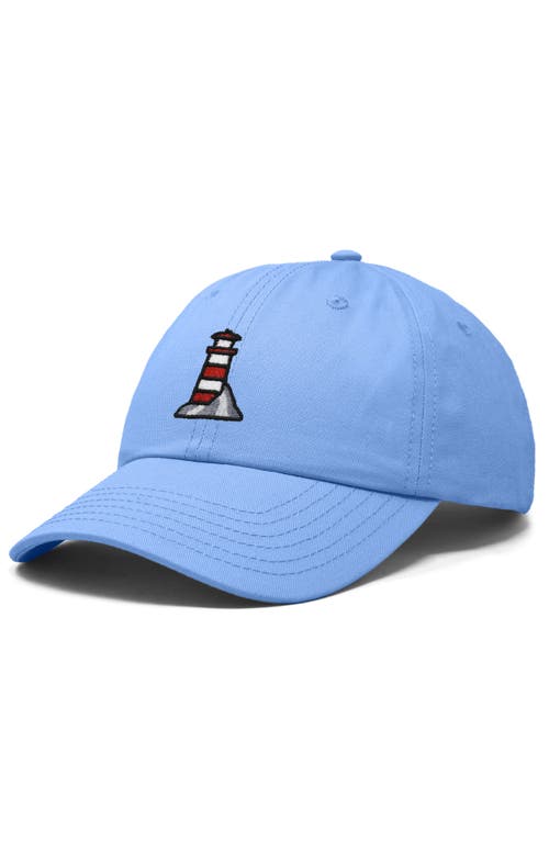 Dalix Lighthouse Embroidered Dad Hat In Light Blue