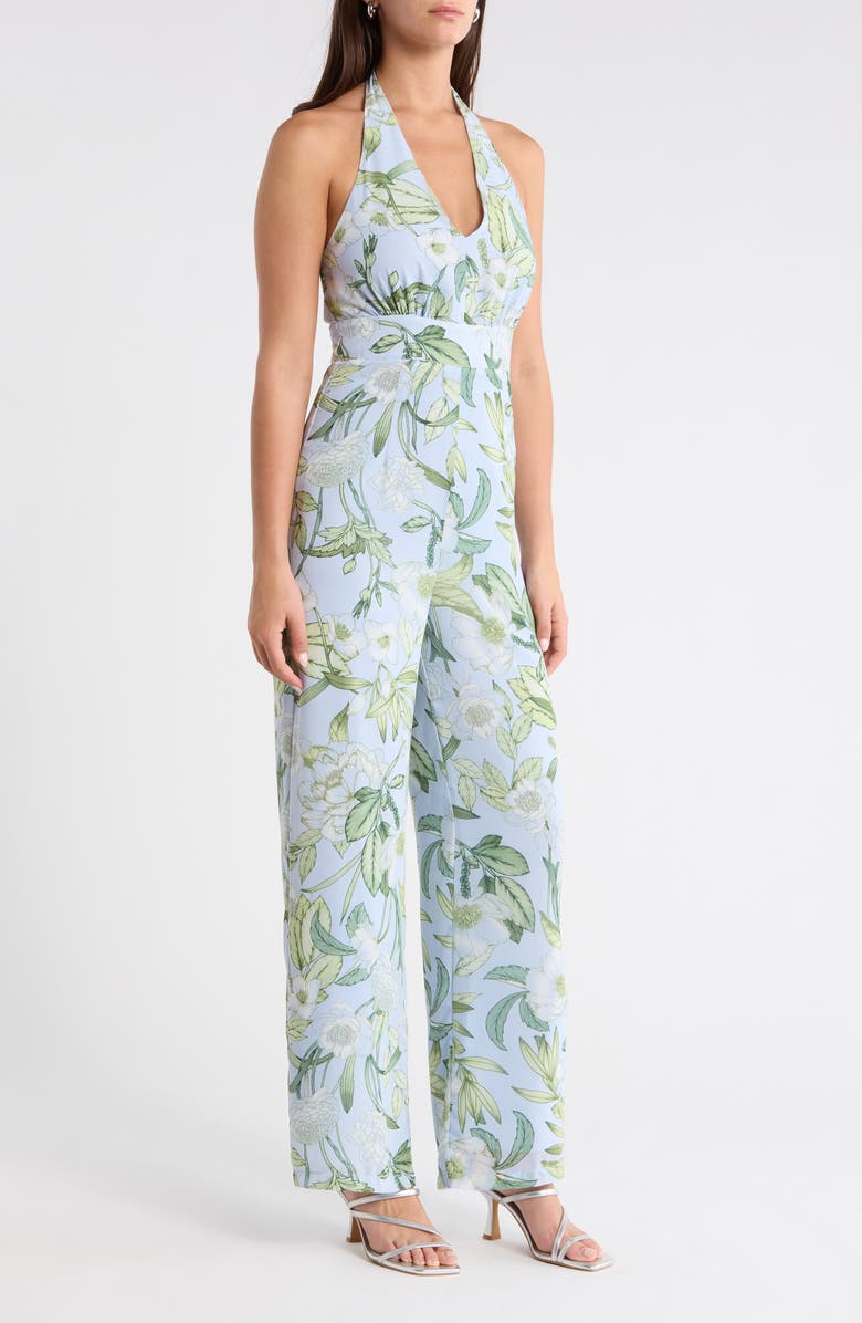 SUGARLIPS Serenade Bloom Halter Jumpsuit, Alternate, color, White-Greens