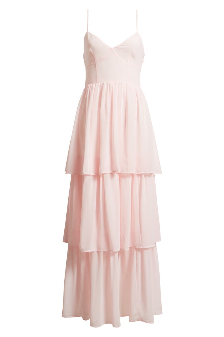 Tiered Chiffon Maxi Cocktail Dress, Alternate, color, PINK BALM