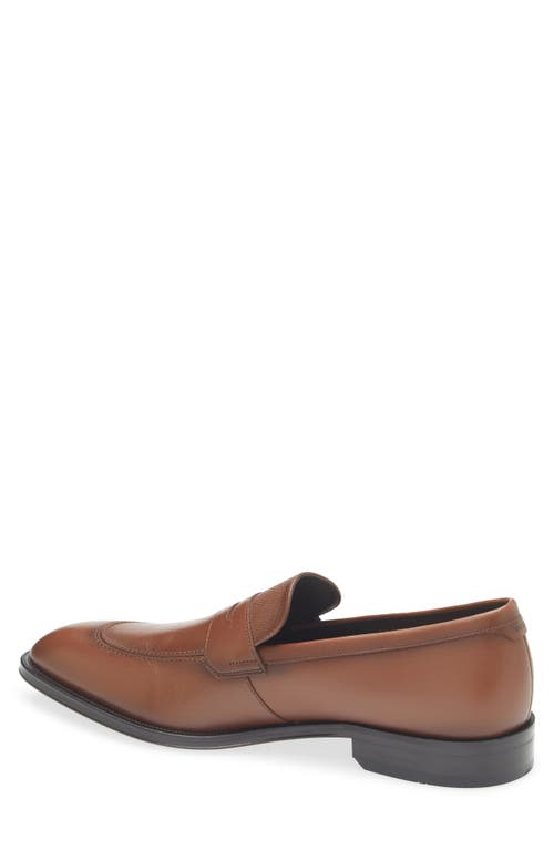 Hugo Boss Boss Derrek Leather Loafer In Medium Brown
