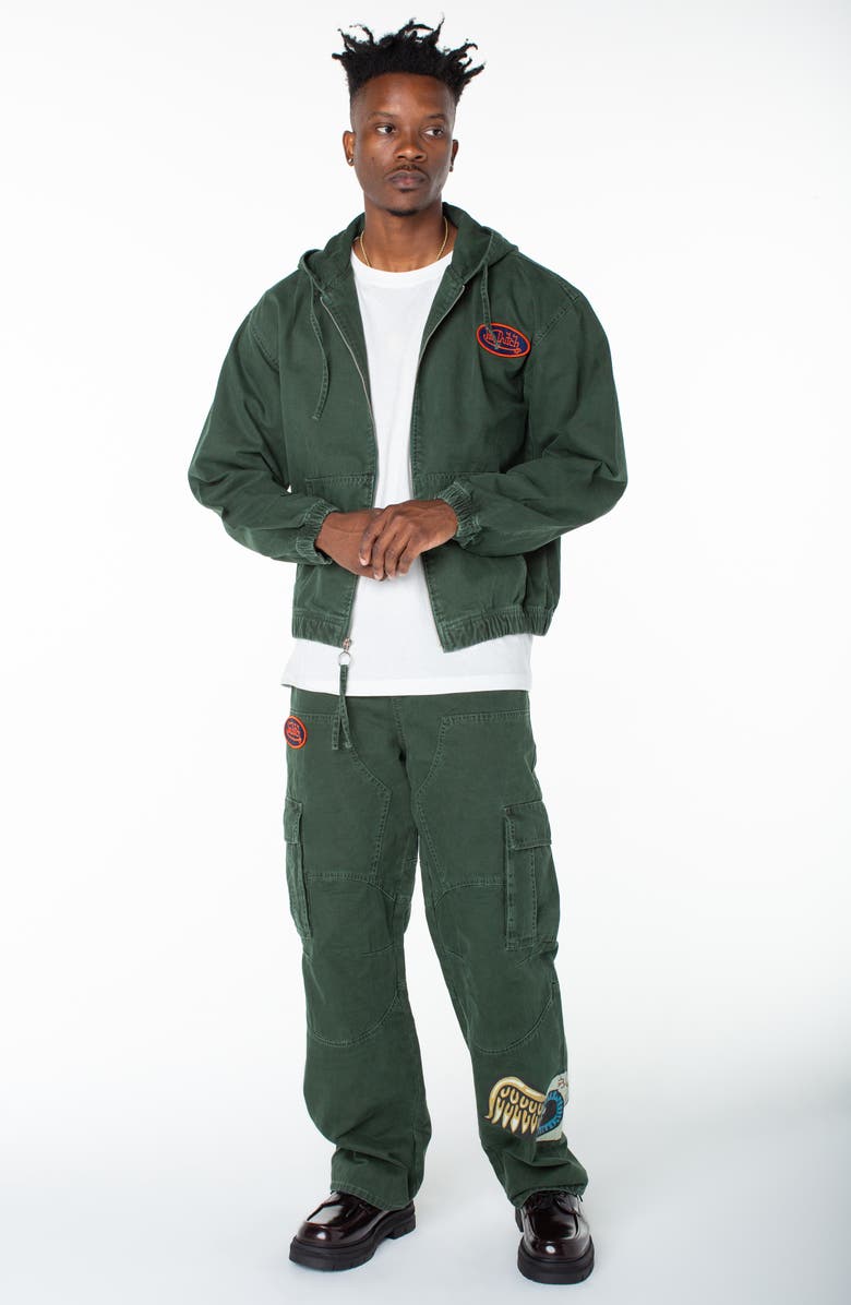 Von Dutch Invaders Flying Eyeball Zip Up Hoodie Jacket, Alternate, color, Forest