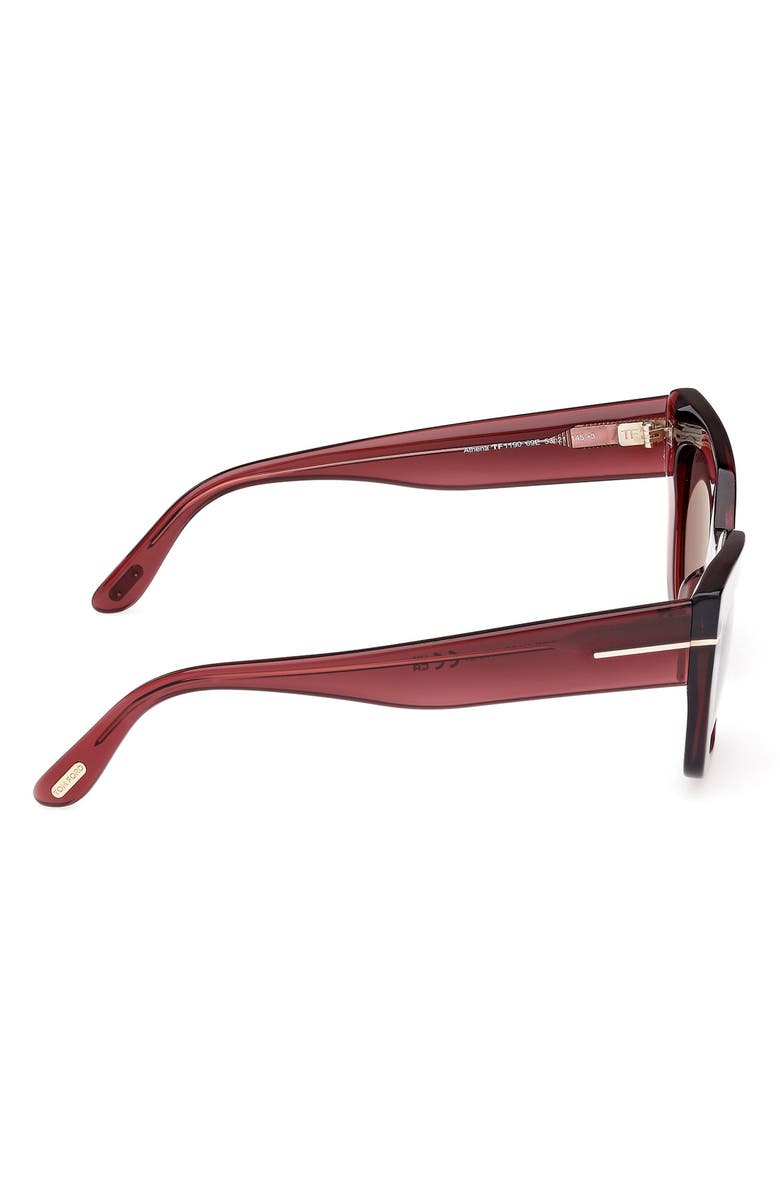 TOM FORD Athena 53mm Cat Eye Sunglasses, Alternate, color, Transparent Wine / T Logo