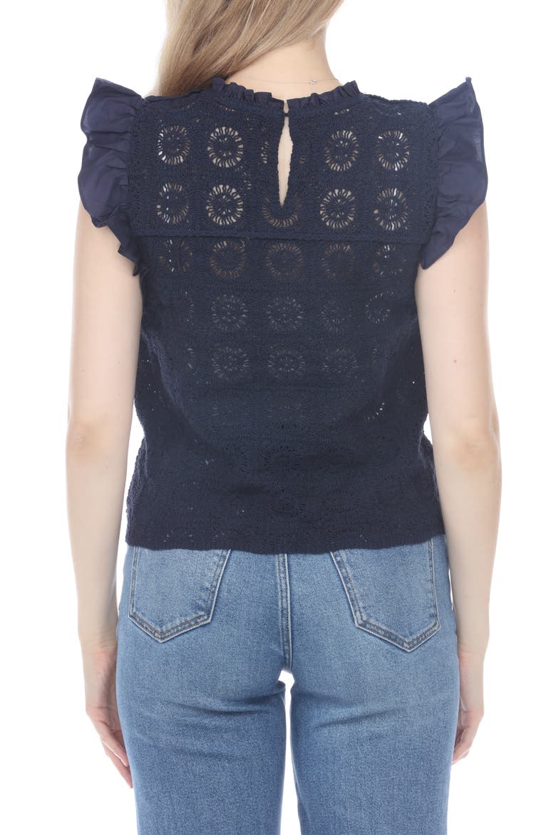 Openwork Cotton Top, Alternate, color, NAVY