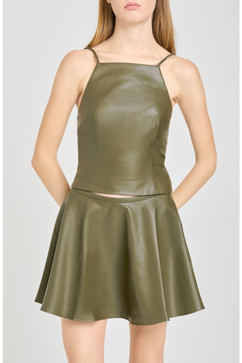 Veronica Faux Leather Miniskirt, Alternate, color, OLIVE