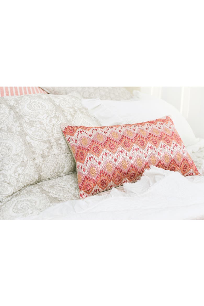 Darla Woven Geometric Diamond Cotton Decorative Throw Pillow, 14" x 22", Alternate, color, Red