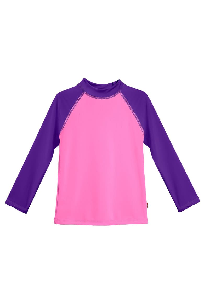 Baby Girls UPF 50+ Long Sleeve Rashguard, Main, color, Medium Pink/Purple