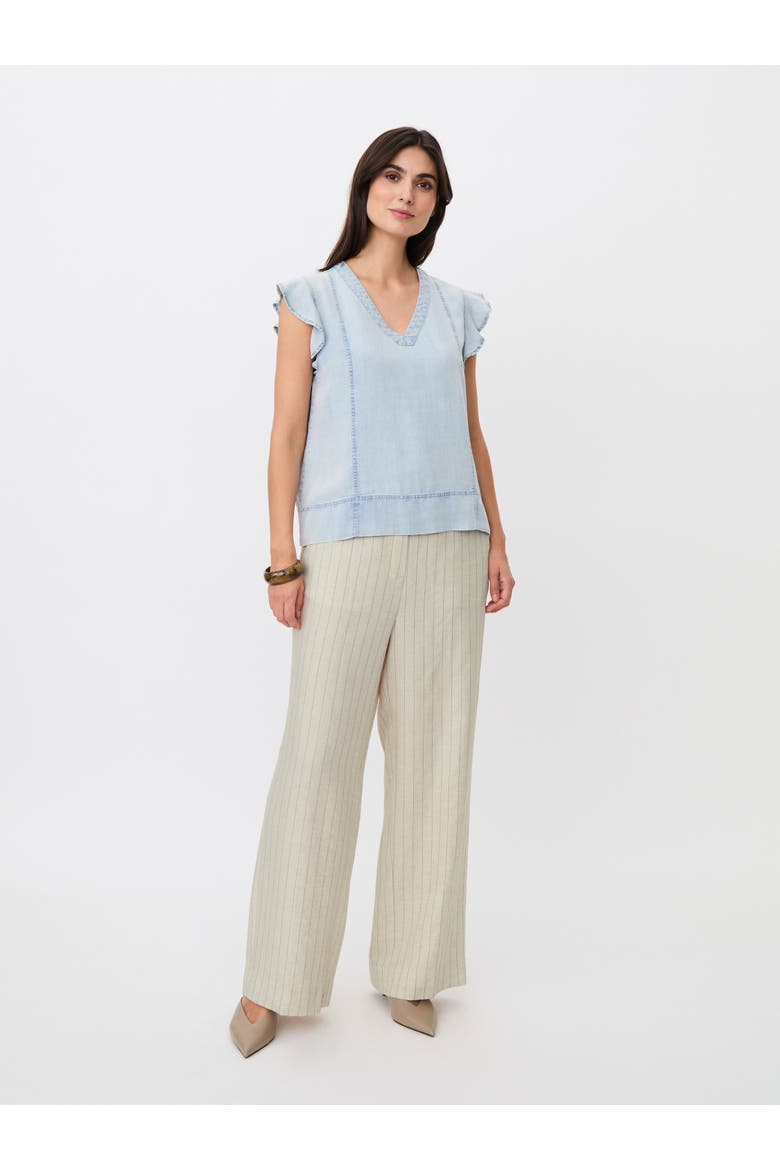 Madalali Denim V-Neck Blouse, Alternate, color, Light Denim