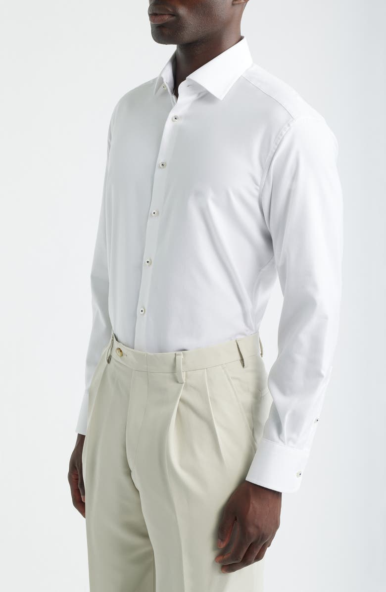 1863 by Eterna Modern Fit Solid Non-Iron Cotton Oxford Cloth Dress Shirt, Alternate, color, White