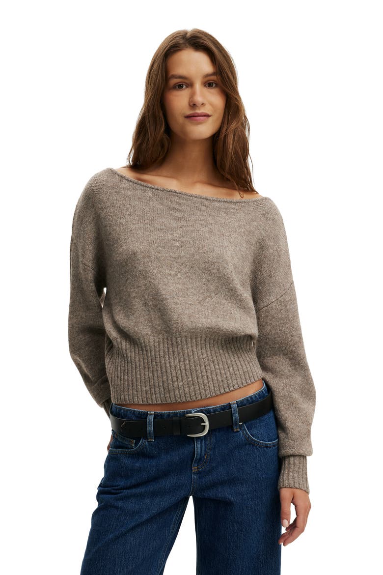 Women's Softest Luxe Off Shoulder Knit, Main, color, Acorn Marle