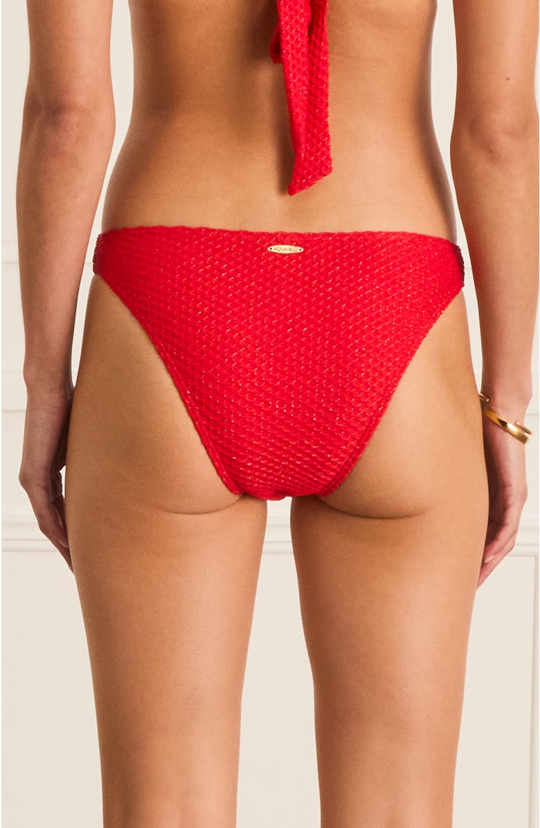 Aqua Blu Dipped Front Presley Cheeky Pant Bikini Bottom, Alternate, color, Red