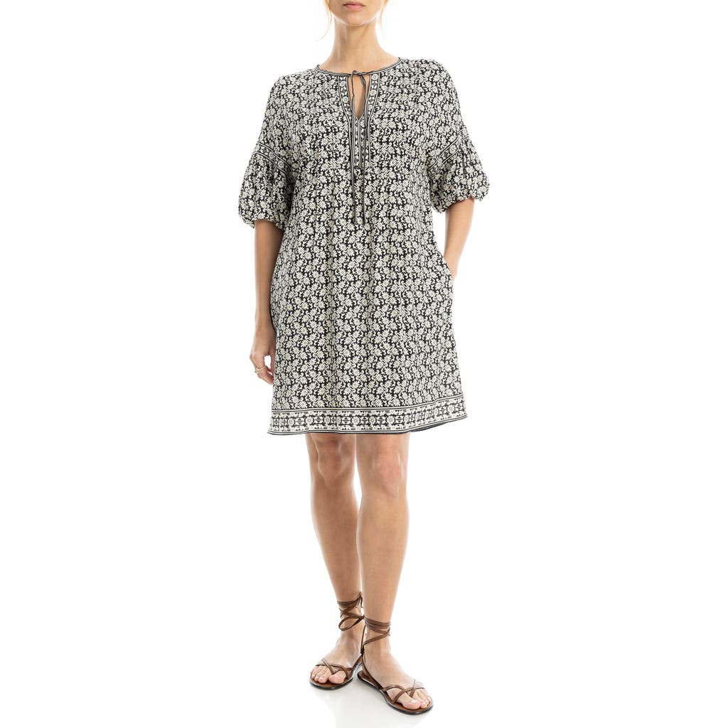 Max Studio Floral Puff Sleeve Shift Dress In Multi