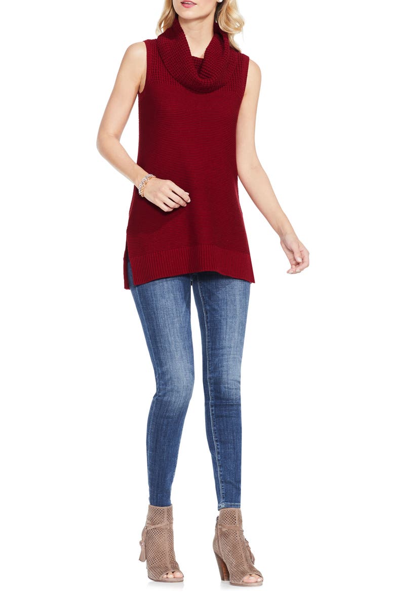 Sleeveless Cowl Neck Sweater, Alternate, color, RUSSET RED