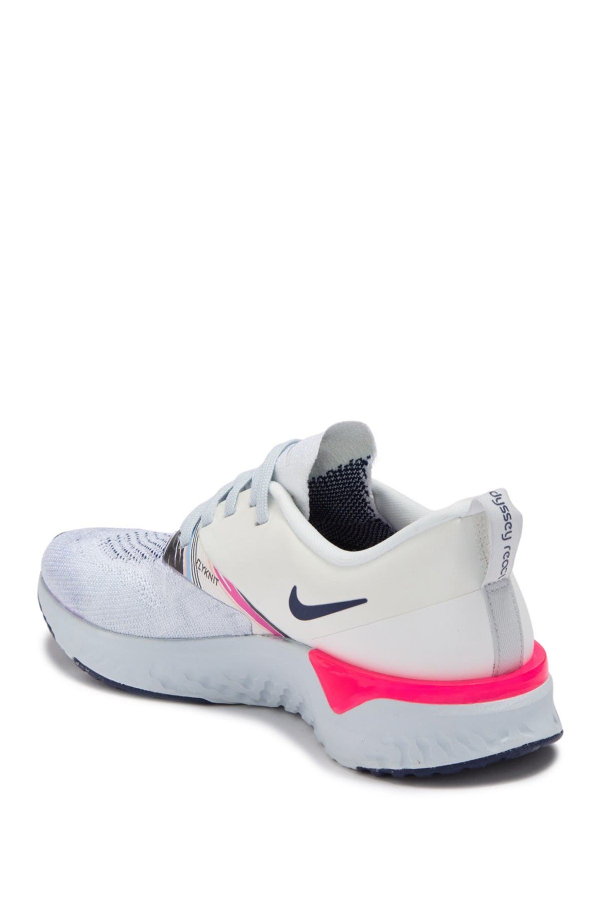Odyssey React 2 Flyknit Running Shoe, Alternate, color, 146 WHITE/BLUE VOID-HYPER PINK