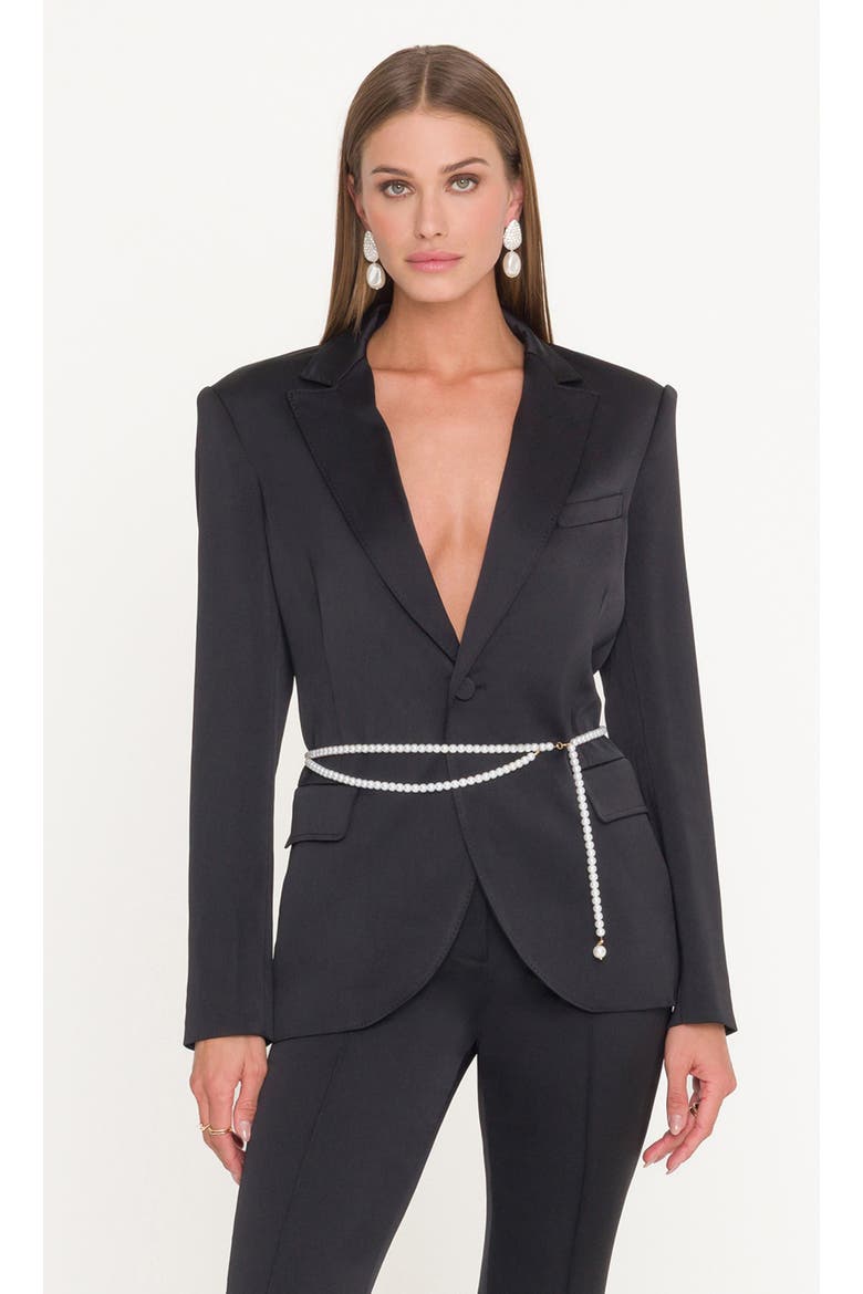 Martina Satin Belted Blazer, Main, color, Black