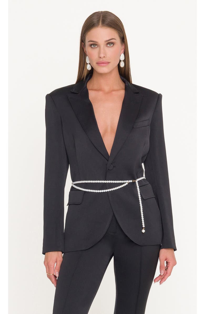 Generation Love Martina Satin Belted Blazer, Main, color, Black