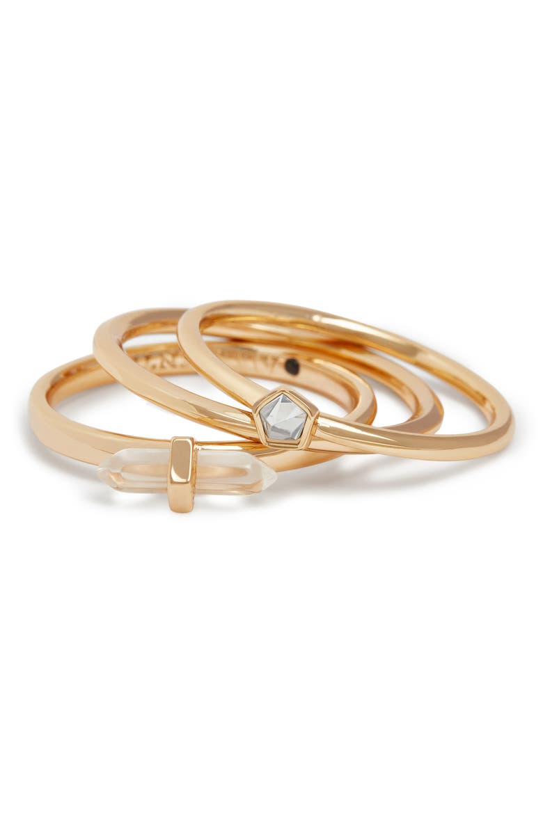 Set of 3 Stackable Rings, Alternate, color, CRYSTAL/ GOLD