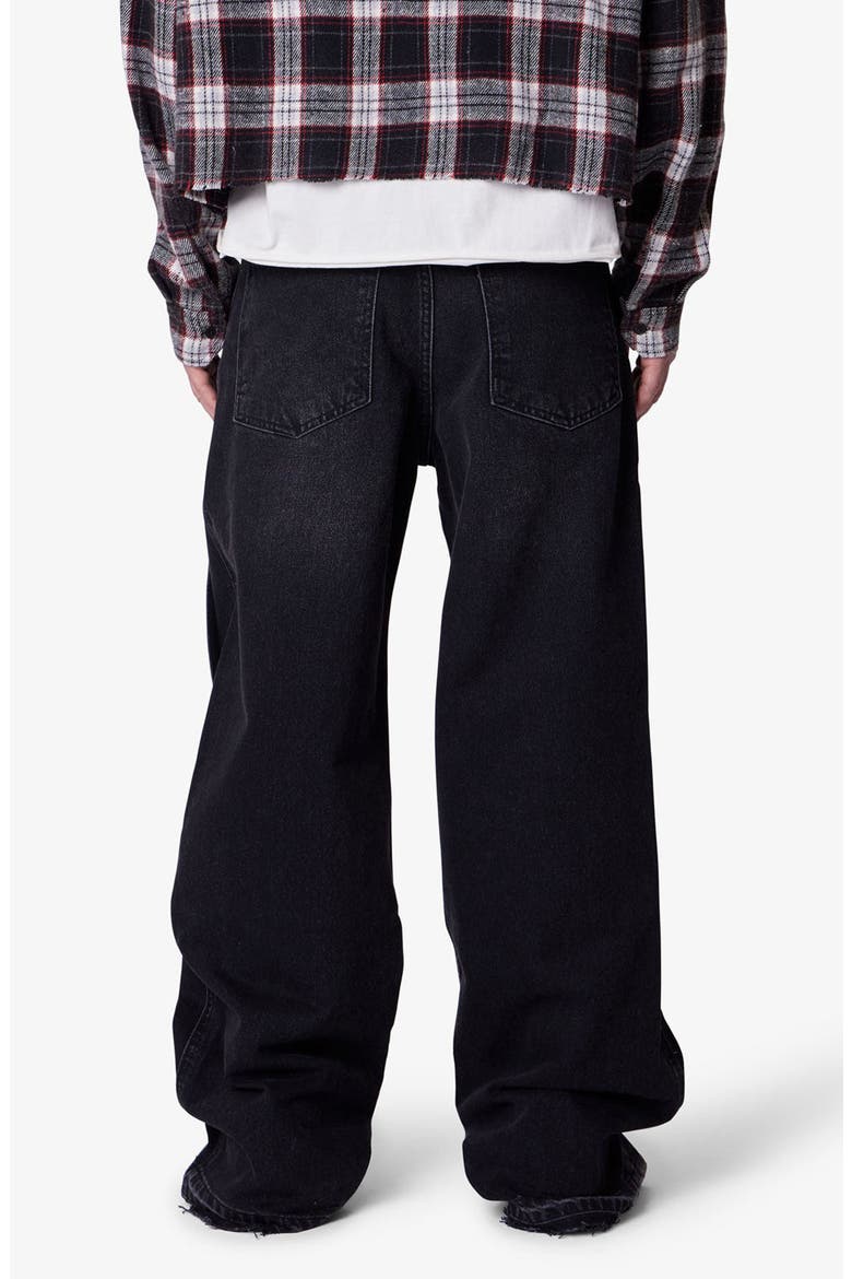Offset Button Baggy Jeans, Alternate, color, BLACK