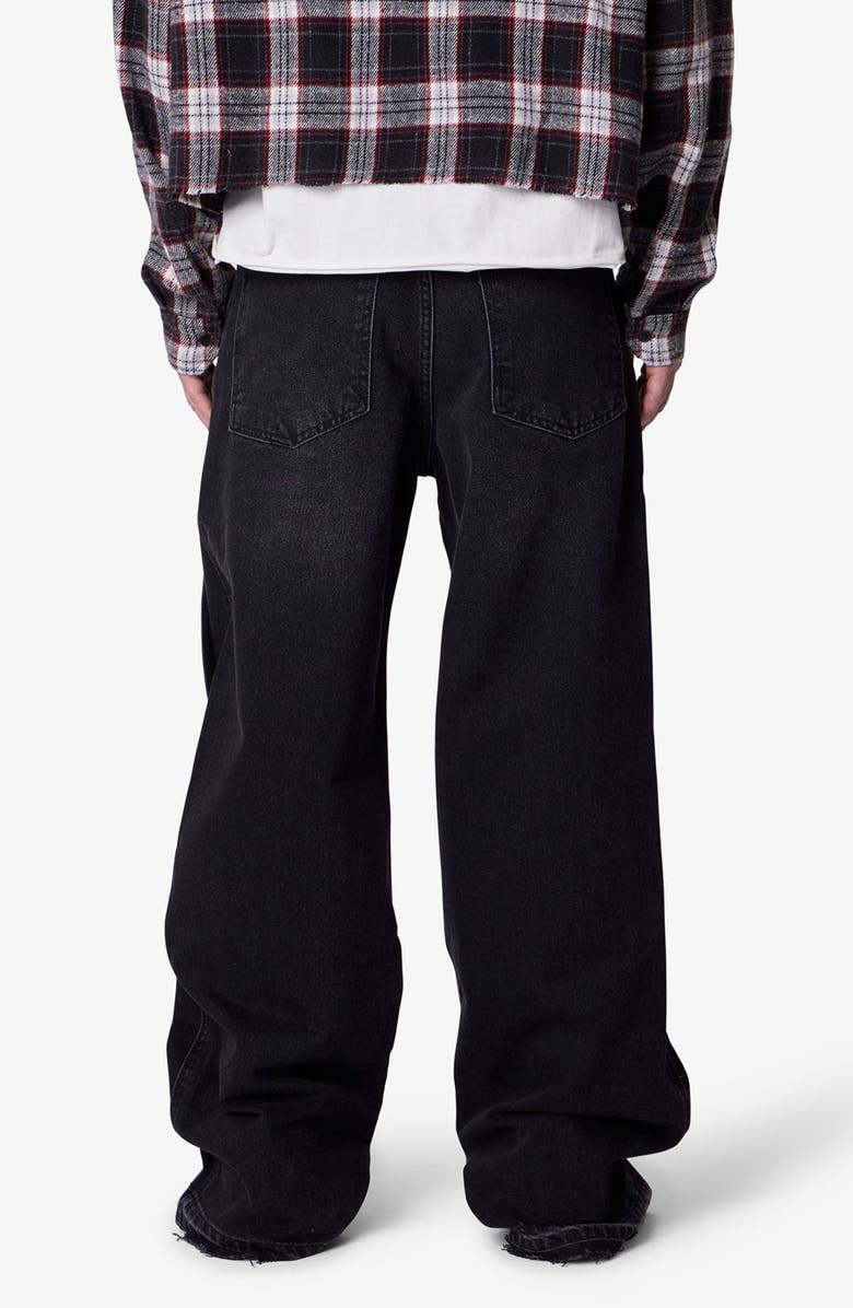 mnml Offset Button Baggy Jeans, Alternate, color, Black